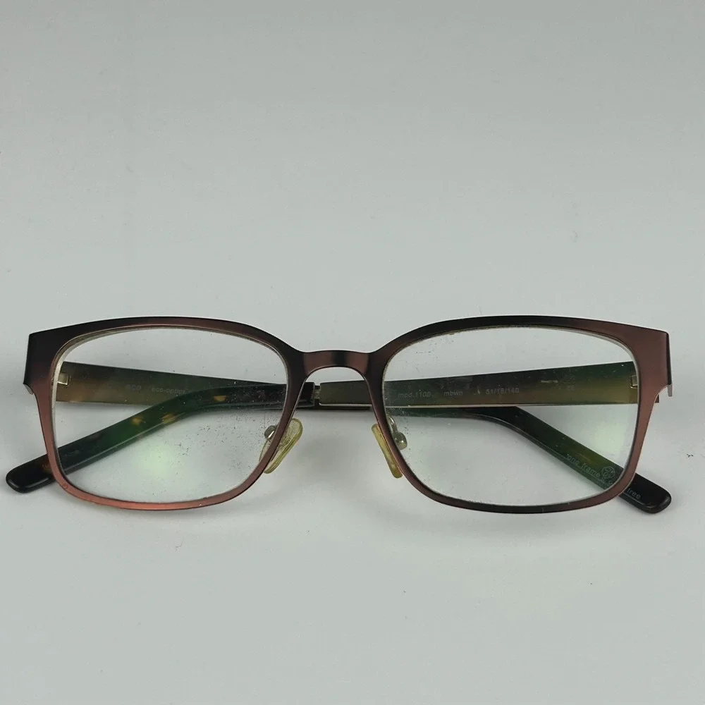 Eco Mod. 1100 mbwn‎ Womens Eyeglasses Frame Brown Metal Rectangular 51-18-140mm